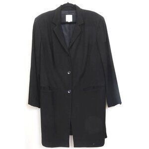Vintage 90s Clifford & Wills Long Length Black Wool Blazer Woman 18W Made in USA